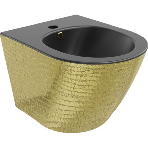 Mexen Lena bidet wiszący, czarny mat/złoty wzór łuski - 35224878