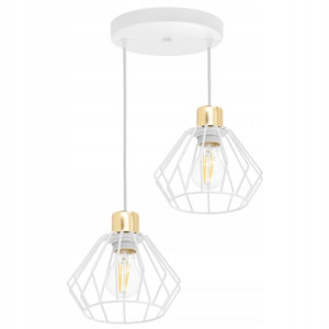 Lampa Wisząca Sufitowa Żyrandol Plafon Biały Złoty