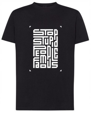 T-Shirt koszulka nadruk STOP STUPID PEOPLE r.XL