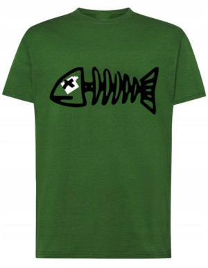 T-Shirt koszulka nadruk szkielet ryba r.3XL
