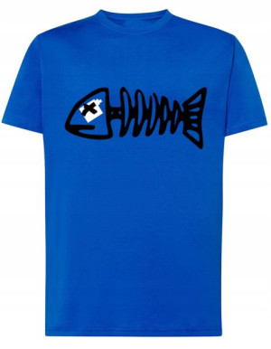 T-Shirt koszulka nadruk szkielet ryba r.M