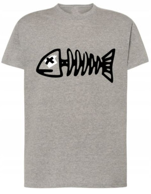 T-Shirt koszulka nadruk szkielet ryba r.S