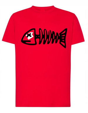 T-Shirt koszulka nadruk szkielet ryba r.XL