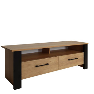 Szafka RTV dwudrzwiowa 144cm hikora naturalna/czarny OSTIA