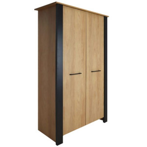 Szafa dwudrzwiowa hikora naturalna / czarny OSTIA 116cm