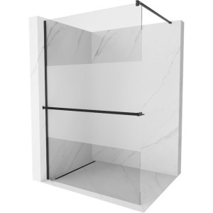 Mexen Kioto+ ścianka prysznicowa z półką 100 x 200 trans/szron 8 mm, czarna