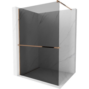 Mexen Kioto+ ścianka prysznicowa z półką 100 x 200 grafit 8 mm różowe złoto