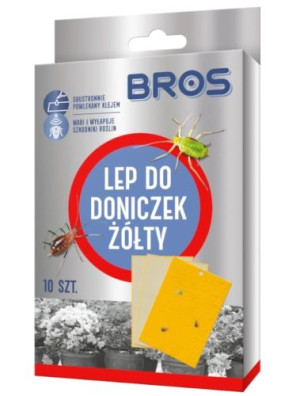 BROS Lep do doniczek żółty 10szt pułapka na owady żerujące na roślinach