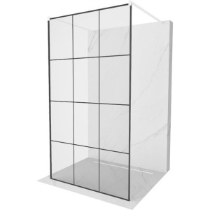Mexen Kioto ścianka prysznicowa wolnostojąca 120 x 200, czarny wzór, biała