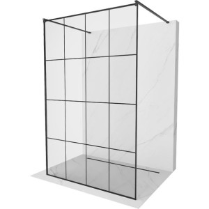 Mexen Kioto ścianka prysznicowa wolnostojąca 130 x 200 czarny wzór, chrom
