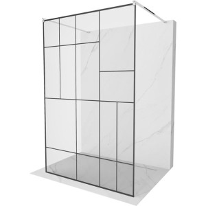 Mexen Kioto ścianka prysznicowa wolnostojąca 110 x 200  czarny wzór, chrom