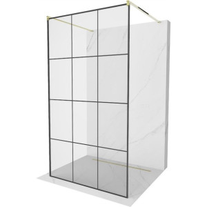 Mexen Kioto ścianka prysznicowa wolnostojąca 100 x 200 czarny wzór, złota