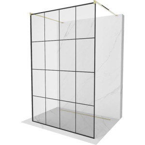 Mexen Kioto ścianka prysznicowa wolnostojąca 130 x 200 czarny wzór, złota