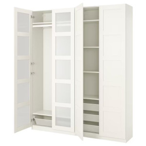 IKEA PAX/BERGSBO Kombinacja szafy biały szkło matowe 200x38x236 cm