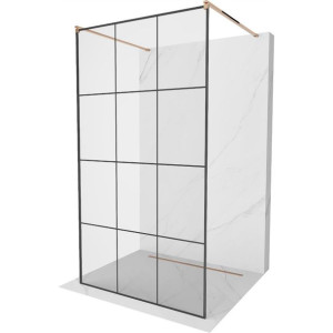 Mexen Kioto ścianka prysznicowa wolnostojąca 120 x 200 czarny wzór, różowe
