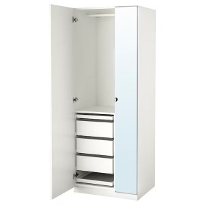 IKEA PAX/FORSAND/VIKEDAL Kombinacja szafy biały/lustro 75x60x201 cm
