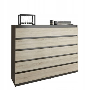 Komoda 140 Szafka 10 Szuflad Wenge Mix Sonoma