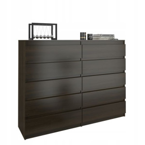 Nowoczesna KOMODA 140CM SZAFKA 10 SZUFLAD WENGE PL