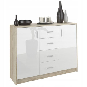 Komoda 110cm Szafka 4 Szuflady Sonoma Połysk U1