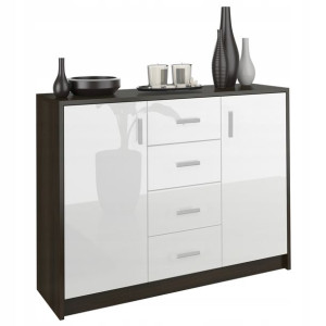 Komoda 110cm Szafka 4 Szuflady Wenge Połysk U1