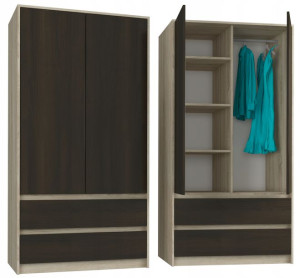Szafa garderoba 90cm 2d 2sz sonoma mix wenge B-9