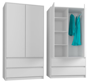 Szafa garderoba 90cm 2d 2sz biała B-9