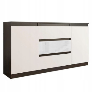 Komoda 140cm Szafka 3 Szuflady 2 Wenge Mix Połysk