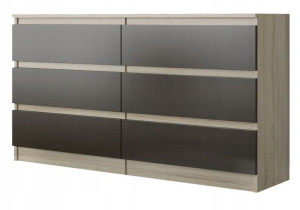 Komoda 140cm Szafka 6 Szuflad Sonoma Mix Wenge Pl