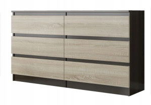 Komoda 140cm Szafka 6 Szuflad Wenge Mix Sonoma Pl