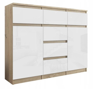 Komoda 98cm Szafka 6 Szuflad Sonoma Połysk T2