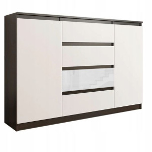 Komoda 140 Szafka 4 Szuflady Półki Wenge Mix Połys