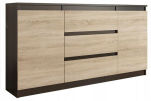 Komoda 140 Szafka 3 Szuflady 2 Półki Wenge Sonoma