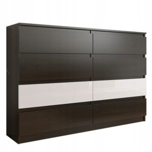 Komoda 140cm Szafka 8 Szuflad Wenge Wysoki Połysk