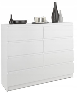 Nowoczesna KOMODA 140CM SZAFKA 8 SZUFLAD BIAŁA PL