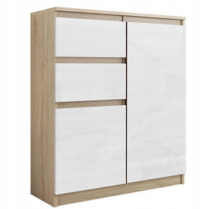 Komoda 98cm Szafka 2 Szuflady Sonoma Wysoki Połysk