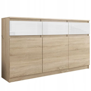 Komoda 98cm Szafka 3 Szuflady Sonoma Wysoki Połysk