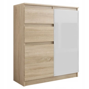 Komoda 98cm Szafka 2 Szuflady Sonoma Wysoki Połysk