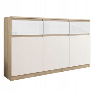Komoda 98cm Szafka 3 Szuflady Sonoma Wysoki Połysk