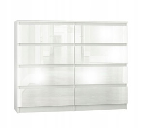 Komoda 120cm Szafka 8 Szuflad Biała Wysoki Połysk