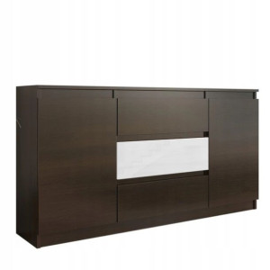 Komoda 140cm Szafka 3 Szuflady 2 Wenge Połysk