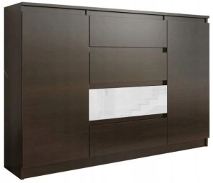 Komoda 140cm Szafka 4 Szuflady 2 Półk Wenge Połysk