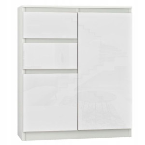 Komoda 98cm Szafka 2 Szuflady Biała Wysoki Połysk