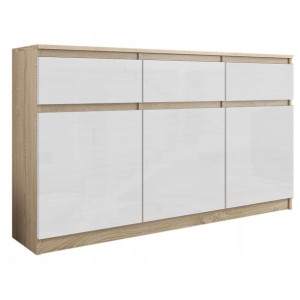 Nowoczesna KOMODA 98CM SZAFKA 3 SZUF SONOMA Połysk