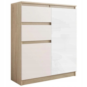 Komoda 98cm Szafka 2 Szuflady Sonoma Wysoki Połysk