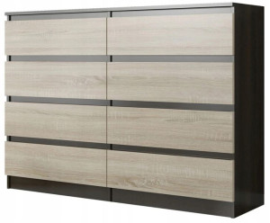 Komoda 140 Cm Szafka 8 Szuflad Wenge Mix Sonoma