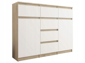 Komoda 98cm Szafka 6 Szuflad Sonoma Mix Połysk