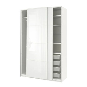 IKEA PAX/FARVIK Kombinacja szafy biały/białe szkło 150x66x236 cm