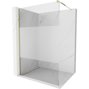 Mexen Kioto ścianka prysznicowa 100 x 200 cm, transp/szron 8 mm, złoty