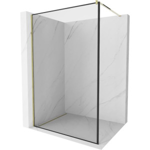 Mexen Kioto ścianka prysznicowa 130 x 200 cm, transp/czarny 8 mm, złoty