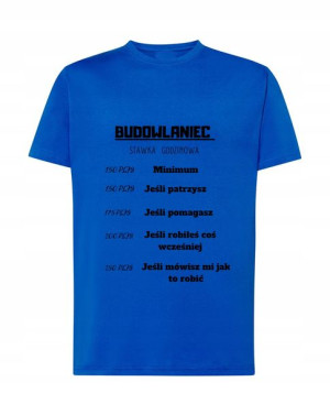 T-shirt Męski Budowlaniec Stawka Godzinowa R. 4xl